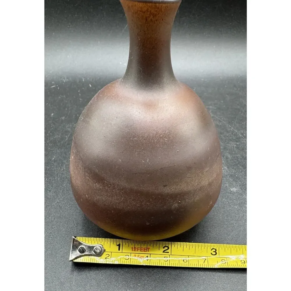 Genuine Israeli NEKER ART GLASS VASE Unique Handmade Delicate Frosted W Tag -S1R